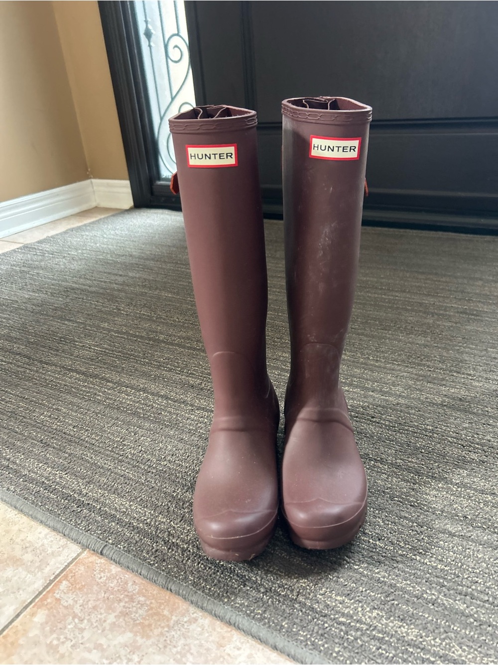 Hunter Tall Rubber Boots in Deep Burgundy